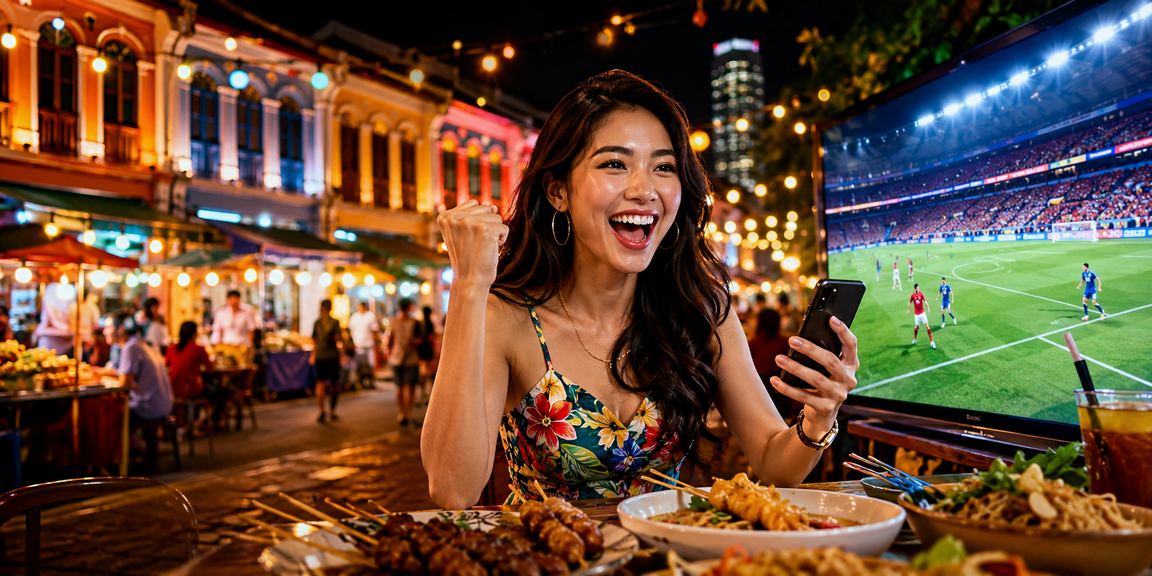 Pengguna menyemak tip pertaruhan sukan menggunakan telefon pintar di Penang Malaysia